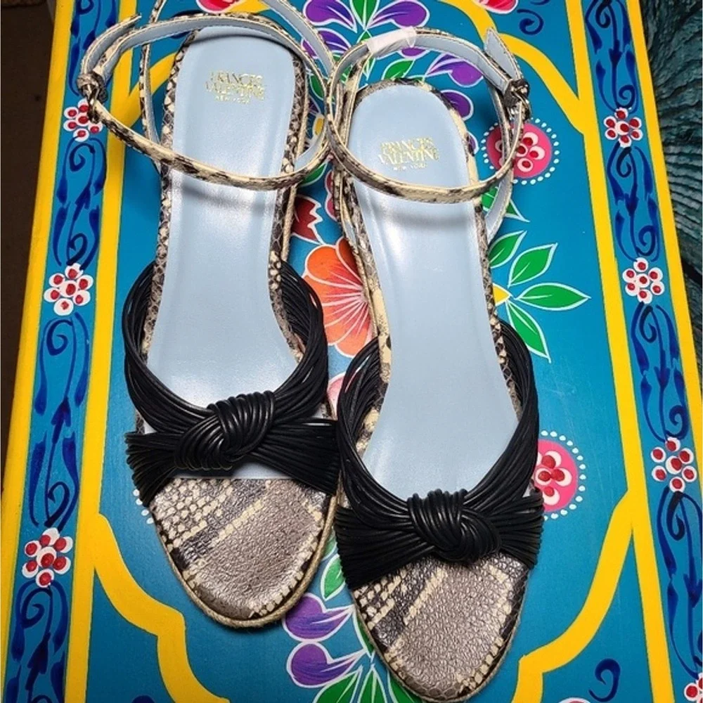 Boho Quiet Luxury Snake Espadrille Wedge Sandals‎ Frances Valentine NIB 10